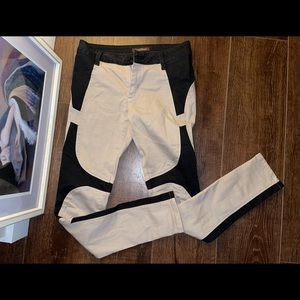 James Jeans rare tan & black colorblock skinny jeans moto pants khaki